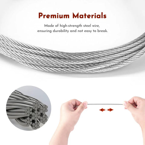 Two Pack 10ft Garage Door Cable Kit, Heavy Duty 304 Galvanized Steel Cables for 8 Ft Residential Doors, showing cable structure and strength