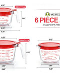 6 Piece Glass Measuring Cup Set With Lids 1 Cup 2 Cup 4 Cup Nesting Jugs Borosilicate Glass Microwave Oven Freezer Safe