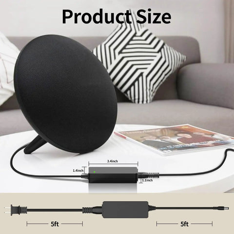 Onyx Studio Charger Replacement For Harman Kardon Wireless Bluetooth Speaker 19V AC Power Cord 10 Ft Long Works With Onyx Studio 1 2 3 4 5 6 7 8 No Fuss Plug In, 5ft cord shown