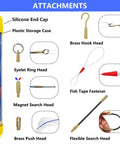 11Ft Fiberglass Duct Rodder Kit For Wire And Cable Pulling Flexible And Durable Fish Tape With Hook And Hole In Tube Blue with attachments