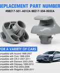 Sun Visor Clip Replacement For Honda Civic CRV Accord Odyssey Ridgeline Element Pilot Acura TSX RSX Gray Inner Sun Visor Clip OEM Style Fast Install Today, shown with compatibility list and car image.