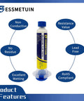 Desoldering Wick Braided Soldering Flux Paste Combo For Electronics Soldering With 10 Ft Wick And 10cc Bottle Low Residue Lead Free