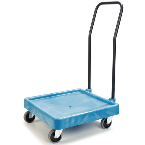 Universal Warewashing Rack Dolly With Handle For 19-3/4 Inch Dish Racks, 350 Lb Capacity, Blue - Heavy Duty Workhorse For Easy Dish Rack Transport With Built-In Drain And Four 4-Inch Swivel Casters