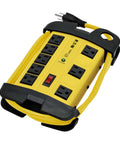 Heavy Duty Power Strip With Surge Protection 8 Outlets 3900 Joules Yellow Metal Housing 25 Foot Cord Industrial Garage