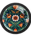 Norwegian Rosemaling Green Flower Cabinet Knobs Set Round Drawer Pulls For Kitchen And Bathroom Cabinets Black Dresser Knobs And Cupboard