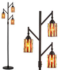 71 Inch Bronze Tiffany Style Floor Lamp With 3 LED Bulbs, Multicolor Stained Glass, Mission Iron Standing Lamp For Living Room