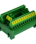 Heavy Duty DIN Rail Mount Terminal Block Distribution Module 30A 300V 2x12 Screw Terminals Dual Row Power Distribution Block