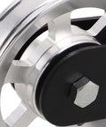 Close-up Cable Pulley Wheel For Home Gym Aluminum Alloy Pulley Block Wheel For Cable Machines Exercise Attachments For Strength Training Smooth Glide 105mm Outer Diameter Built To Boost Muscle Growth And Workout Efficiency on black mount