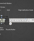 6 Inch Digital Caliper Workhorse With Auto Off And Big LCD Screen Stainless Steel Electronic Vernier Caliper with labeled parts