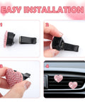 Heart Shaped Car Vent Clips With Rhinestones Bling Air Vent Decorations For Cars Trucks And SUVs Pink 4 Pack Easy Installation