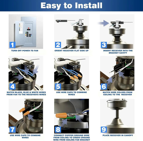 Installation guide for Universal Ceiling Fan Remote Kit With 3 Speed Settings And Light Dimmer Compatible With Hunter Fans Harbor Breeze Home Decorators And More Wall Mount Holder Included For Easy Setup