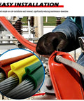 Installation of 35KV Cable Protector Silicone Sleeve For Outdoor Power Lines Waterproof Insulation Cover in red and yellow sleeves.