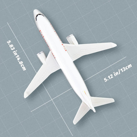 Top view of Ethiopian Airlines Model Airplane for Display, Die Cast Alloy Miniature Aircraft with dimensions marked
