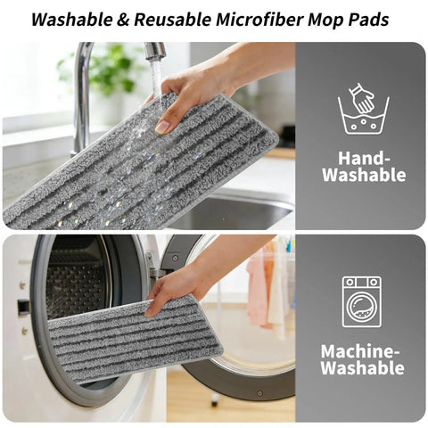 Washable & Reusable Microfiber Mop Pads for Heavy Duty 17 Inch Microfiber Flat Mop Built Like A Tank For No Sweat Floor Care.