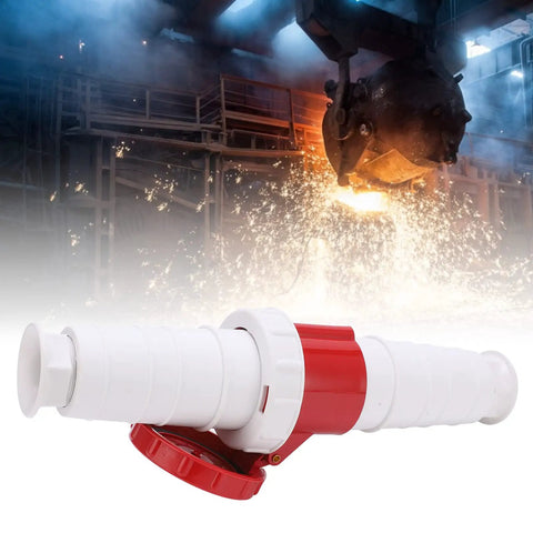 Heavy Duty 63A 5 Pin Industrial Plug Power Connector For 3 Phase 5 Wires IP67 380 To 415V Waterproof Electrical Connector, red cap