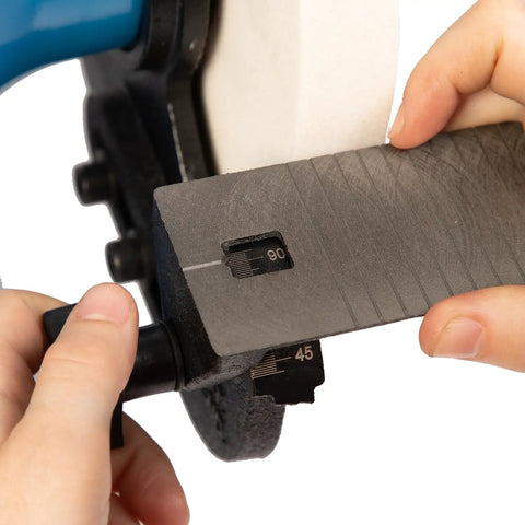 Heavy Duty 8 Inch Bench Grinder With 1/2 Hp Motor Rollin Out 1725 Rpm adjusting tool angle for precise sharpening.