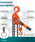 Manual Chain Hoist 6 Ton Come Along 13200 Lbs Capacity 20 Ft Lift Galvanized Carbon Steel With G80 Chain accessory features