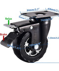 4 Inch Heavy Duty Caster Wheel Set Of 4 Featuring 2200 Lbs Load Capacity with secure locking brakes and TPR rubber wheel detail.