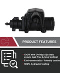 Remanufactured Power Steering Gear With Brand New Seals And Rigorous Hydraulic Testing For Hella Smooth Handling, side view showing seals.