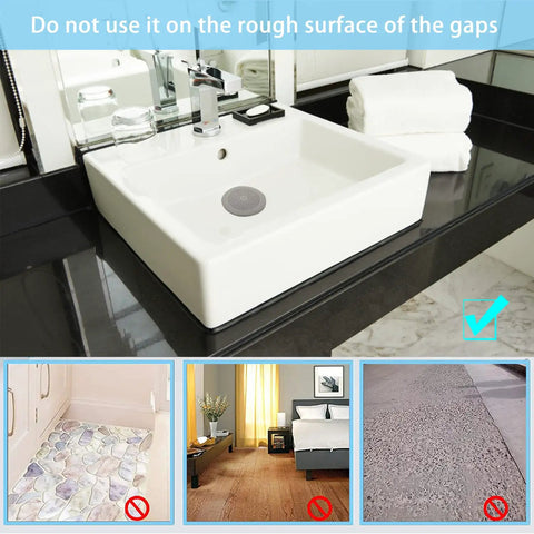 Top Shelf 2 Pack Heavy Duty Silicone Drain Hair Catcher Featuring Rock Solid Suction Cups Sticks Like Glue Stops Hair Clogs Cold And Keeps Your Plumbing Spotless White on a smooth sink surface.