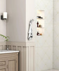 Foldable Three-Arm Swivel Wall Hook In Brushed Nickel Finish, Space-Saving Bathroom Organizer For Towels Robes Coats Hats on wall