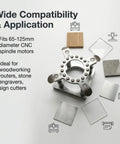 No-Hassle Unattended CNC Spindle Clamp for Woodworking and Engraving, 75mm Pressure Plate Auto Hold-Down System featured with materials