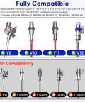 Image comparing compatible and non-compatible vacuum models for Anti Tangle Vacuum Attachments Head Replacement Parts For Cordless Vacuum Cleaners V7 V8 V10 V11 V15 And SV Series Quick Release Motor Head Brush Roller For Carpets And Hardwood Floors