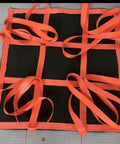Heavy Duty Cargo Net Hoist With Thick Canvas Lifting Pad For Towing Rigging And Moving 150X150Cm with orange straps.