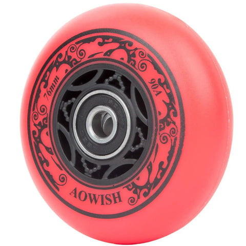76mm 90A Ripsurf Wheels Set For RipStik DLX Caster Board With ABEC9 Bearings close-up red wheel design