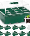 Seed Starter Tray Kit With Humidity Dome For Easy Germination, 120 Cells Total, 10 pack, green plastic with adjustable vents
