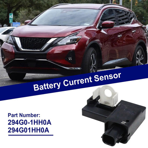 Replacement Battery Current Sensor Compatible With Nissan Altima Leaf Murano Pathfinder Quest Versa Note QX60 Part 294G0 1Hh0a mounted near red SUV.