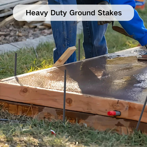 Beefed Up Heavy Duty 16 Inch Rebar Ground Stakes 20 Pack Three Eighths Inch Diameter Straight Metal Stakes With Chisel Point End
