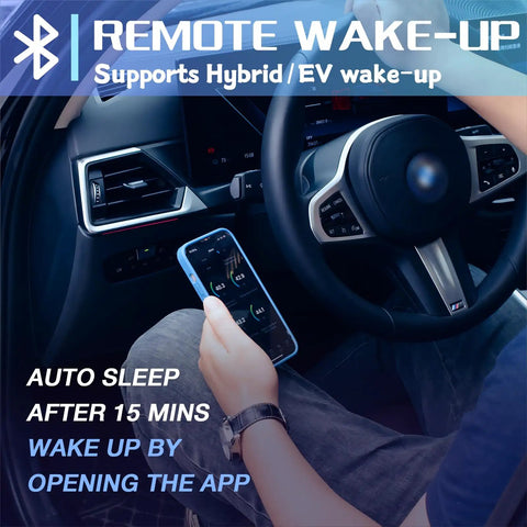 iCar Pro 2S Bluetooth Five Point Two OBD2 Car Scan Tool Works With iPhone Android And Windows in use with smartphone in car