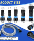 16 Ft Dust Collection Hose Kit For Home And Workshop Vacuum Systems With 1 1/4 Inch Hose 360 Degree Quick Connect Adapters