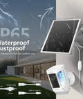 Outdoor Security Camera Solar Charger 6W Panel With USB C And Micro USB Waterproof Build Mounted on Wall