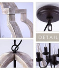 Close-up of Rustic Wood Orb Pendant Light 4 Light Candle Chandelier With Adjustable Chain Bringing Cozy Farmhouse Vibe details