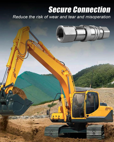 3/8 in flat-face hydraulic quick-connect coupler with dust cap, chrome-plated metal, ISO 16028, 1/2 in NPT thread