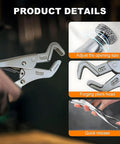 Close-up of a 9 Inch Locking Vise Grip Plier With Nose Jaw For Sway Bar Link Removal Welding And Pipe Clip Repair Heavy Duty Vice Grips Pliers.