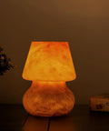 Glass Mushroom LED Bedside Lamp For Bedroom And Living Room, vintage small table nightstand light, hand blown orange glass