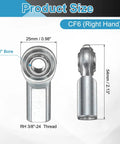 Heavy Duty Rod End Bearing With 3/8 Inch Bore And 3/8-24 UNF Right Hand Female Thread, 1045 Steel Housing And Hardened Ball Joint, Includes Jam Nut For Smooth Motion, High Wear Resistance, And Precise Articulation In Mechanical Linkages. front and side view with 25mm size