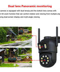 Legit 8 Channel 4K 8MP WiFi PTZ Security Camera Kit With Wireless Outdoor Night Vision showcasing dual lens panoramic monitoring.