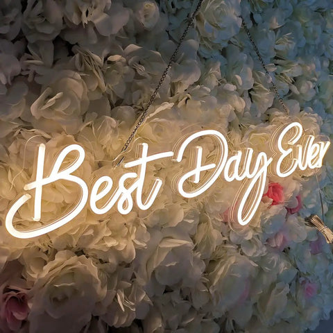 Lit 26 Inch By 7.9 Inch LED Neon Sign Best Day Ever With Dimmer 12V Power Adapter Acrylic Backplate Wall Decor on flower wall