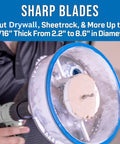 Person using Adjustable Round Hole Cutter With Vacuum Port Nine Inch Diameter For Ceilings Walls And Floors Ideal For Recessed Speakers And Lighting Installations Shop Vac Compatible With Two And A Half Inch Hose For Mess Free Clean Cuts