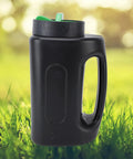 2L Handheld Seed Spreader Fertilizer And Salt Dispenser For Lawns Gardens And Grass Care, black container with green lid