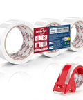 Heavy Duty Packing Tape 2 Inch By 60 Yards 3 Roll Pack With Dispenser Clear Transparent Parcel Tape For Secure Packaging