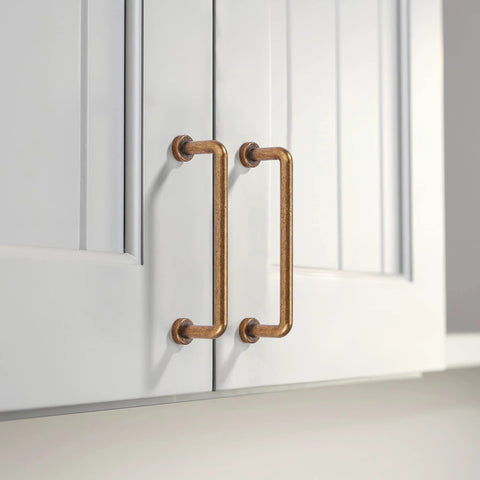 Antique Brass Cabinet Pulls Set For Vintage Farmhouse Kitchen And Wardrobe Hardware With 3 Inch Center To Center Holes on white cabinets