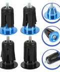 Heavy Duty Aluminum Bike Handlebar End Plugs Locking Design Stops Bars From Falling Off Lightweight Cycling Gear Plug For Your Ride, black and blue