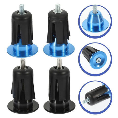 Heavy Duty Aluminum Bike Handlebar End Plugs Locking Design Stops Bars From Falling Off Lightweight Cycling Gear Plug For Your Ride, black and blue