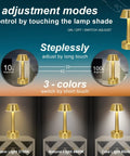 Cordless Gold Battery Operated Table Lamp For Dining Ambience with touch dimming and color modes display