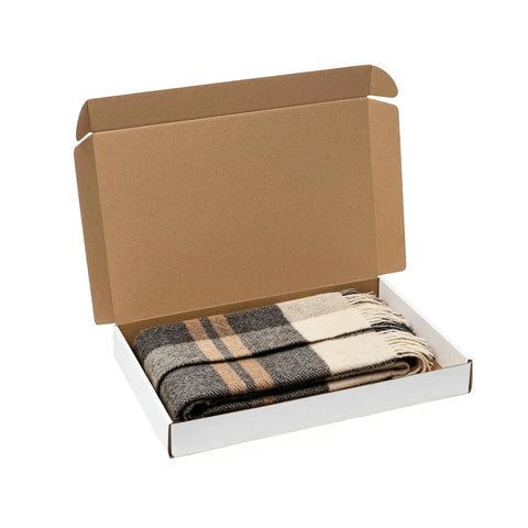 White Corrugated Shipping Boxes 17x11x2 Inches 20 Pack For Small Biz Lightweight Yet Heavy Duty Three Layer Mailers Opened with Scarf Inside
